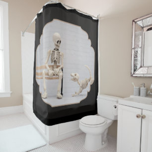 Skeleton Dog and Owner Shower Curtain