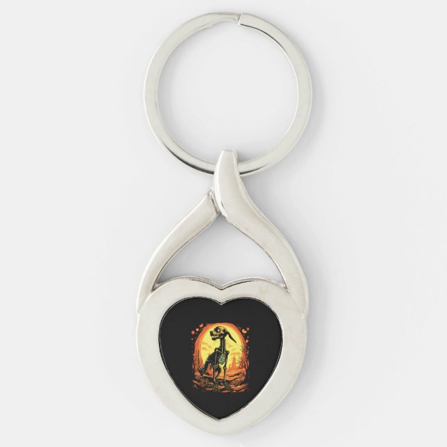 Skeleton Dog Halloween Art Key Ring (Front)