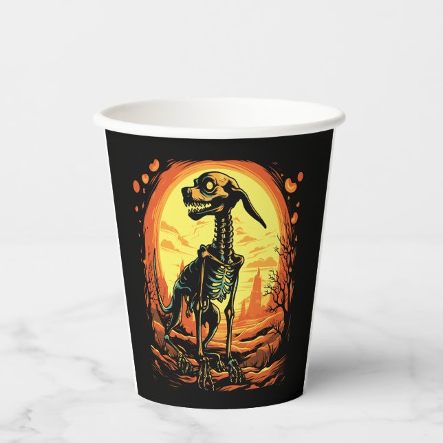 Skeleton Dog Halloween Art Paper Cups (Front)