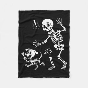 Skeleton Dog Stealing Bone Halloween Costume Pet Fleece Blanket
