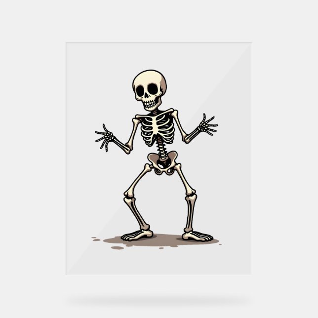 Skeleton Doing the Dab – Funny Halloween Dance Shi Acrylic Sign (Front)