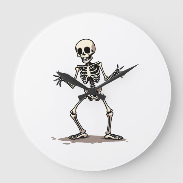 Skeleton Doing the Dab � Funny Halloween Dance Shi Large Clock (Front)