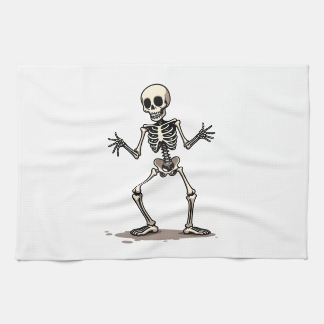 Skeleton Doing the Dab � Funny Halloween Dance Shi Tea Towel (Horizontal)