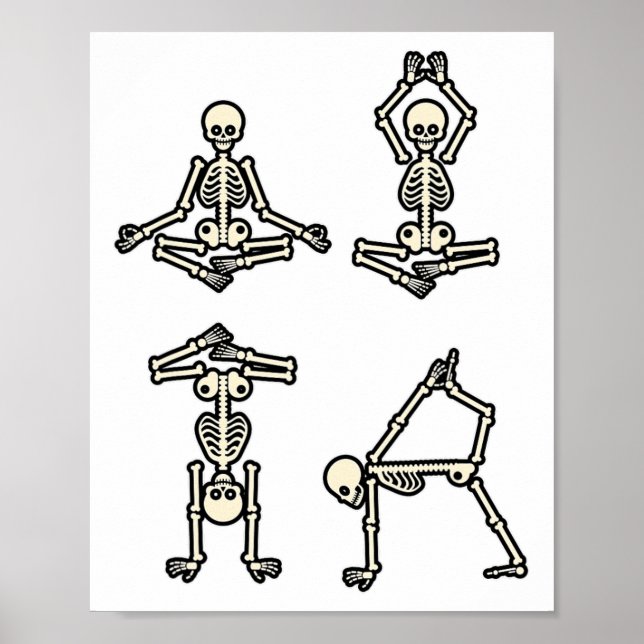 Skeleton Doing Yoga Meditation Yogi Funny Hallowee Poster (Front)