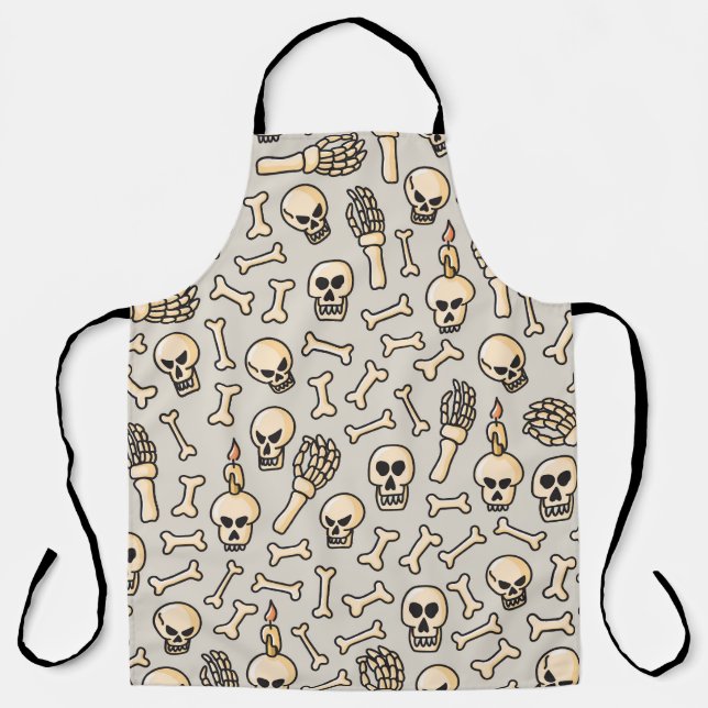 Skeleton Doodles: Vintage Textile Pattern. Apron (Front)