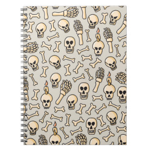 Skeleton Doodles: Vintage Textile Pattern. Notebook