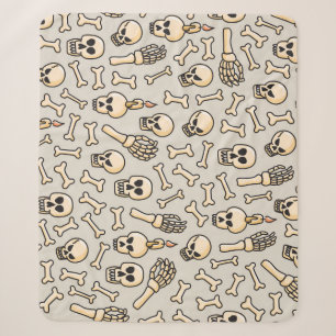 Skeleton Doodles: Vintage Textile Pattern. Sherpa Blanket