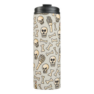 Skeleton Doodles: Vintage Textile Pattern. Thermal Tumbler