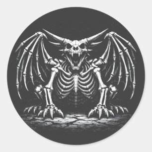 Skeleton Dragon by BurnsInHell Classic Round Sticker