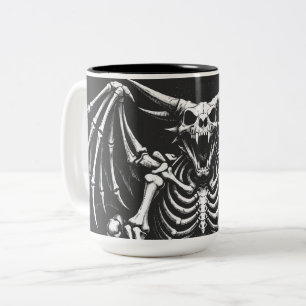 Skeleton Dragon by BurnsInHell Two-Tone Coffee Mug