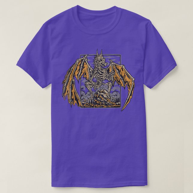 Skeleton Dragon Wings Gothic  T-Shirt (Design Front)
