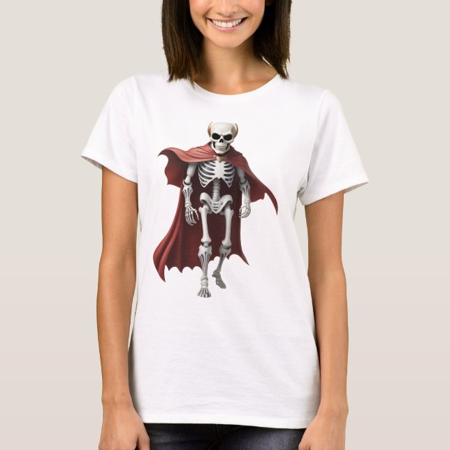 Skeleton dressed as a superhero T-Shirt (Front)