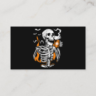 Skeleton Drink Coffee Lover Funny Boo Halloween Co Business Card