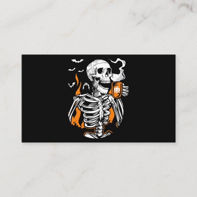 Skeleton Drink Coffee Lover Funny Boo Halloween Co Business Card (Front)