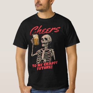 Skeleton Drinking Beer, Skull, New Halloween 2023 T-Shirt