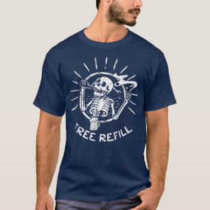 Skeleton Drinking Beer Smoking Costume Funny Hallo T-Shirt