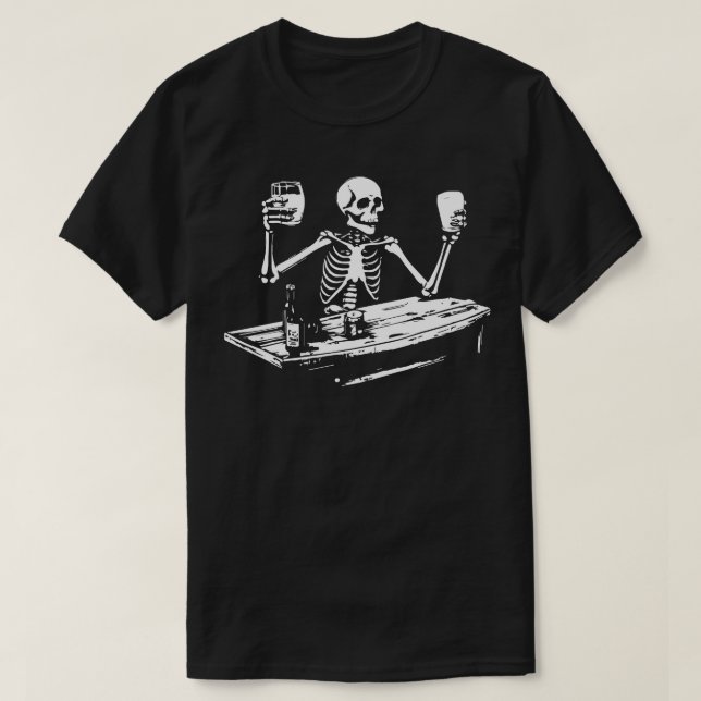 skeleton drinking beer T-Shirt (Design Front)