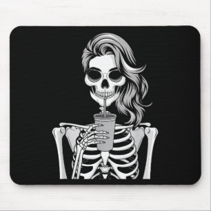 Skeleton Drinking Beverage Monochrome Gothic Hallo Mouse Pad