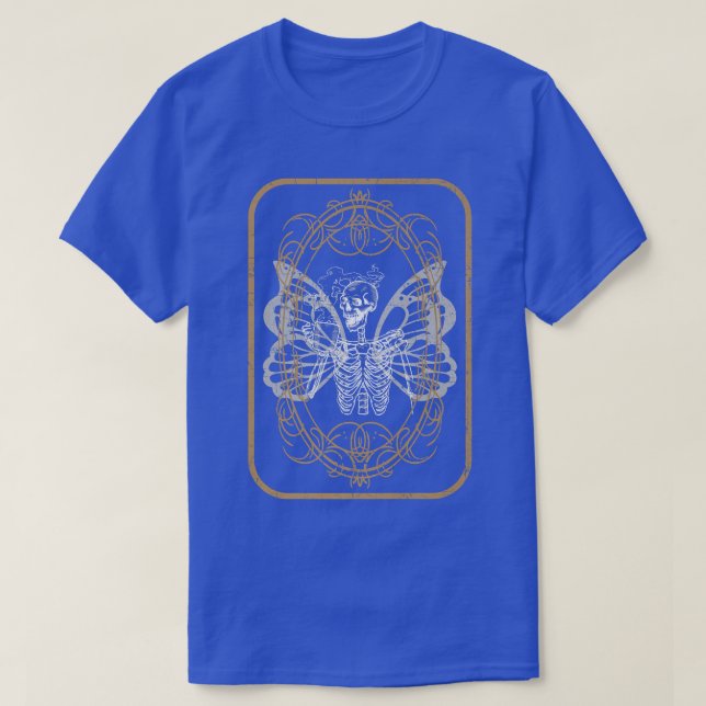 Skeleton Drinking Coffee Fairycore Aesthetic Dark  T-Shirt (Design Front)