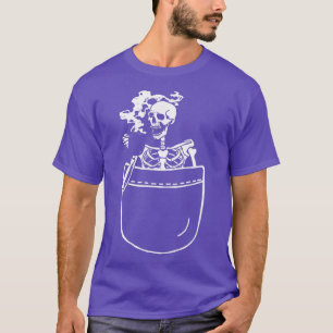 Skeleton Drinking Coffee Funny Skeleton Halloween T-Shirt
