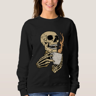 Skeleton Drinking Coffee Halloween Funny Bones Sku Sweatshirt