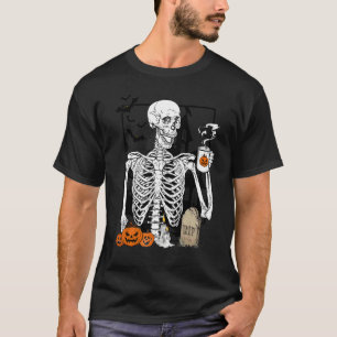 Skeleton Drinking Coffee Halloween Skull 1 T-Shirt