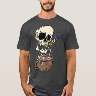 Skeleton Drinking Coffee LGBT Nonbinary Pride  T-Shirt