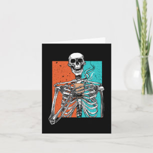 Skeleton Drinking Coffee Lover Funny Halloween Sku Card