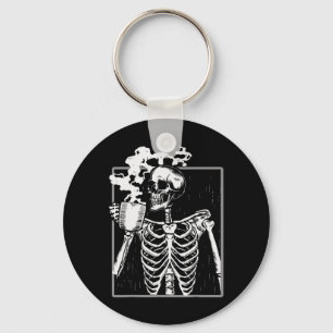 Skeleton Drinking Coffee Lover Funny Halloween Sku Key Ring