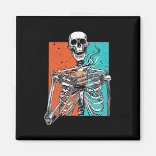 Skeleton Drinking Coffee Lover Funny Halloween Sku Magnet