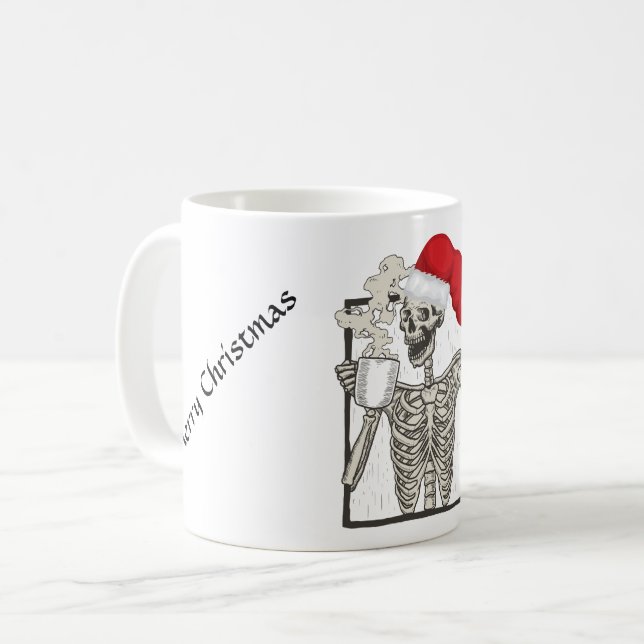 Skeleton Drinking Coffee Mug (Front Left)