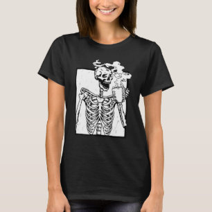 Skeleton Drinking Coffee T-Shirt