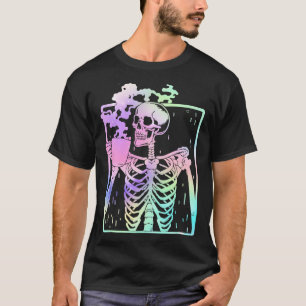 Skeleton Drinking Coffee Women men Halloween costu T-Shirt