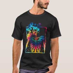 Skeleton Drinking Coffee Women Men Halloween Costu T-Shirt