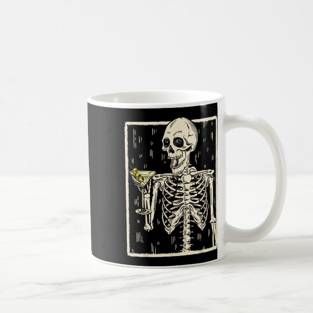 Skeleton Drinking Martini Tail Retro Halloween Cos Coffee Mug (Right)