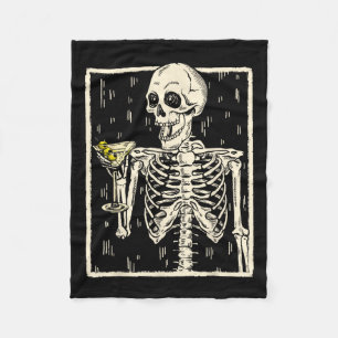 Skeleton Drinking Martini Tail Retro Halloween Cos Fleece Blanket