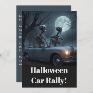Skeleton Driver & Navigator Halloween Car Rally Invitation