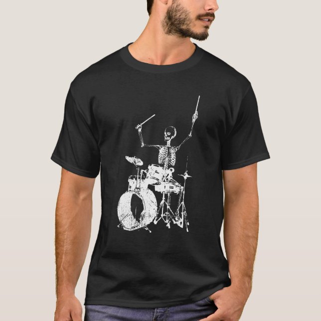 Skeleton Drummer - Drums Music Band Skull Solo T-Shirt (Front)