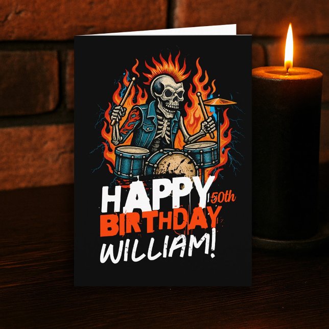 Skeleton Drummer Musicians Birthday Card Funny (Creator Uploaded)