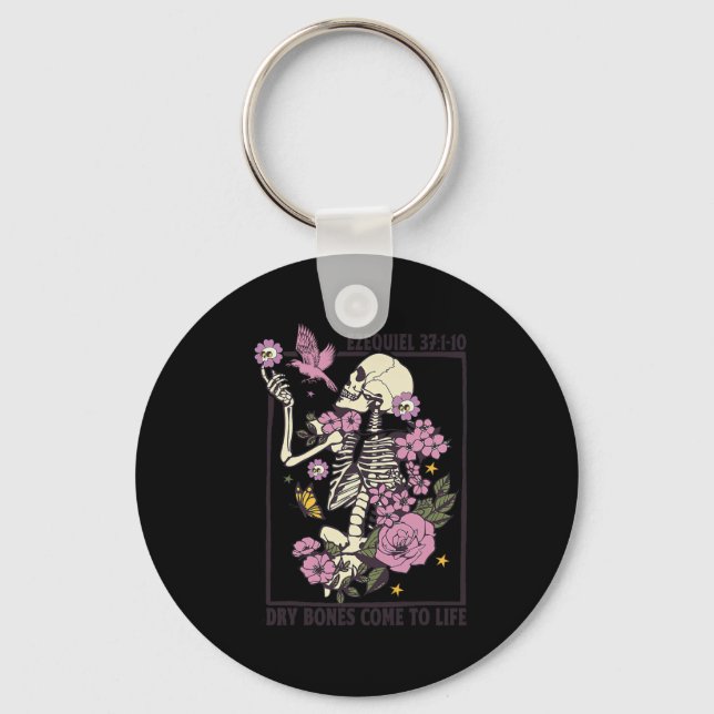 Skeleton Dry Bones Come To Life Christian Hallowee Key Ring (Front)