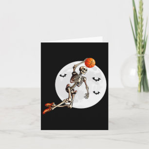 Skeleton Dunk Basketball Player Halloween Moon Card