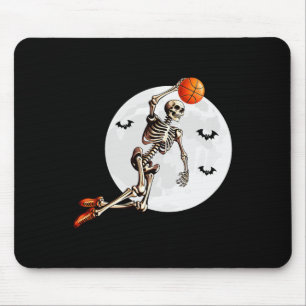 Skeleton Dunk Basketball Player Halloween Moon Mouse Pad