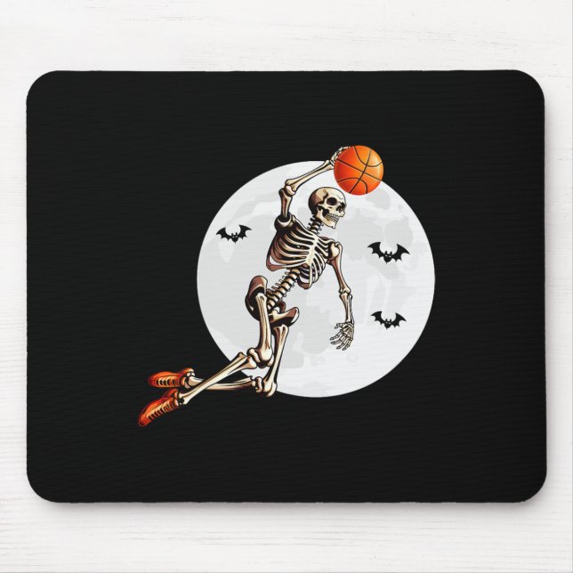 Skeleton Dunk Basketball Player Halloween Moon  Mouse Pad (Front)