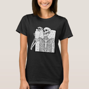 Skeleton Enjoying Coffee Halloween T-Shirt