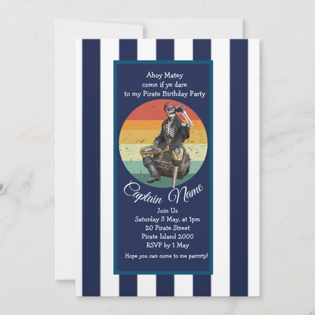 Skeleton Epic Pirate Party Invitation (Front)