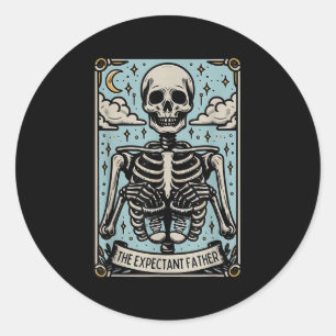 Skeleton Expectant Father Tarot Card Pregnancy Ann Classic Round Sticker