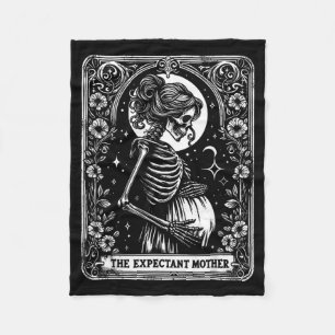 Skeleton Expectant Mother Tarot Card Pregnancy Fleece Blanket