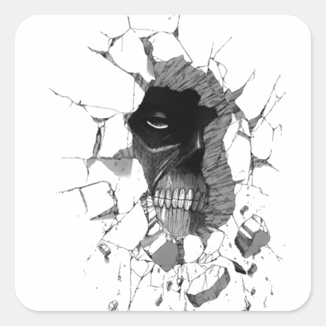 Skeleton face illustration  square sticker (Front)