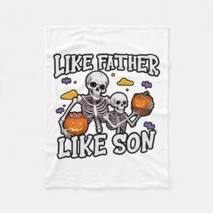 Skeleton Father Son Matching Halloween Costume Fleece Blanket
