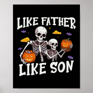 Skeleton Father Son Matching Halloween Costume  Poster